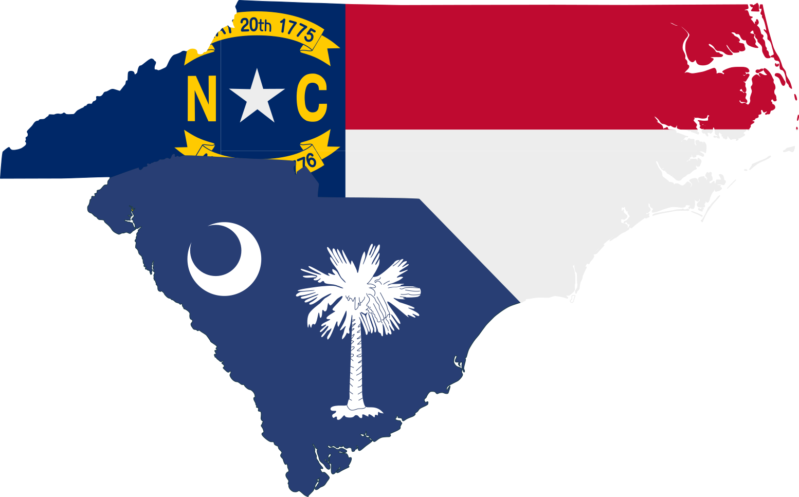 North and South Carolina State outlines with banner